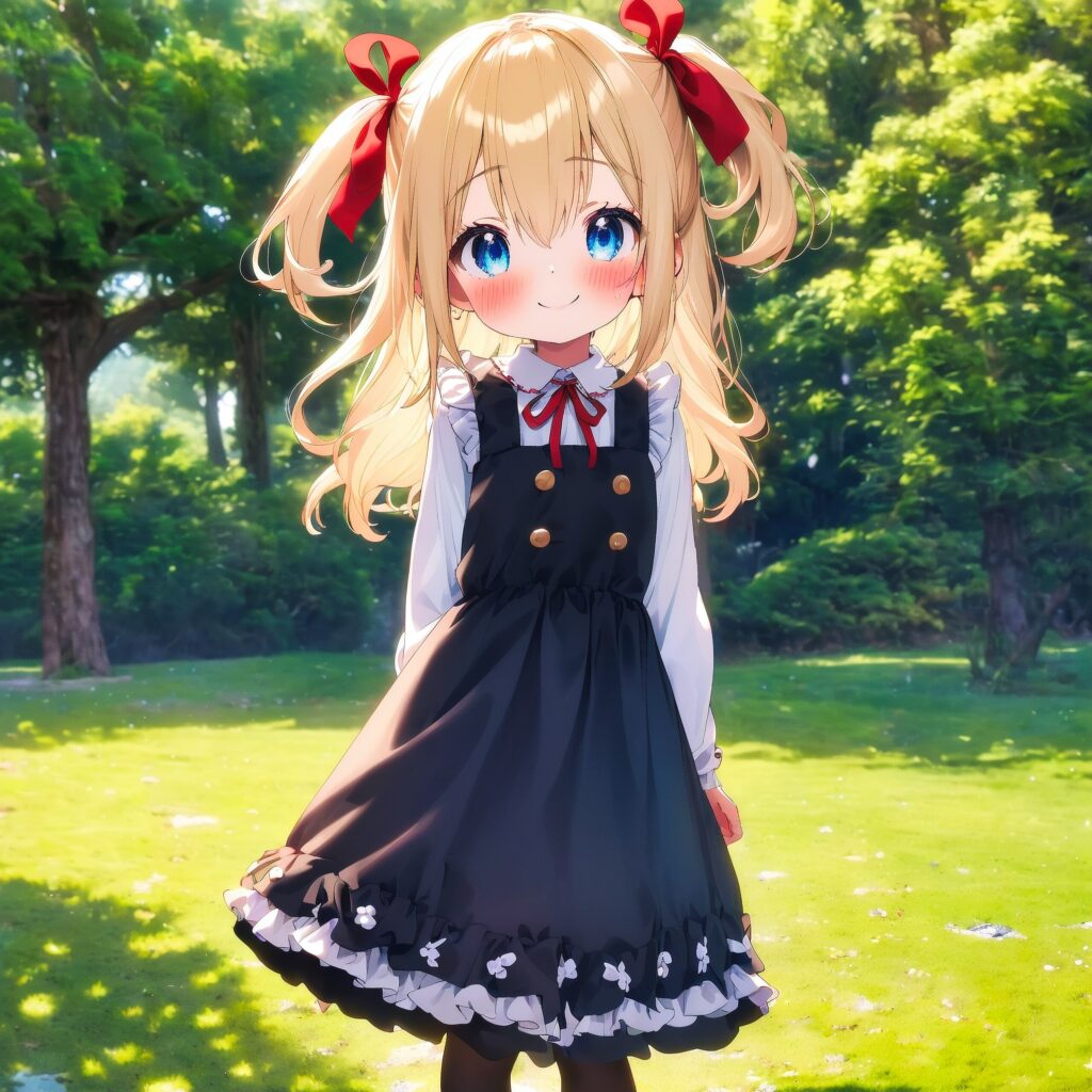 AI illustration, blonde girl, plain clothes, cute