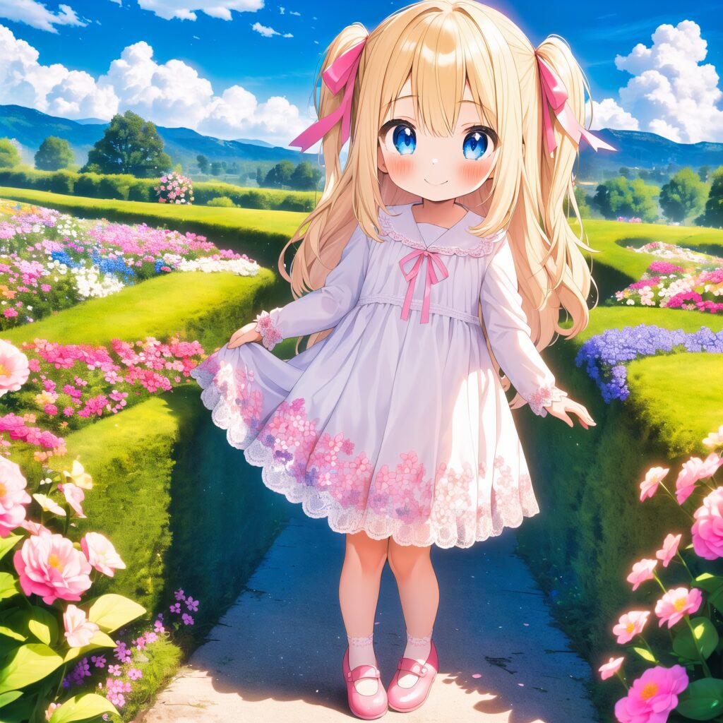 ChromaFT, AI illustration, blonde girl, cute